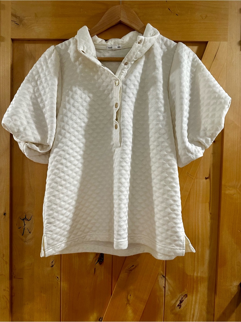 Quilted Cream Hooded Womens Sweatshirt